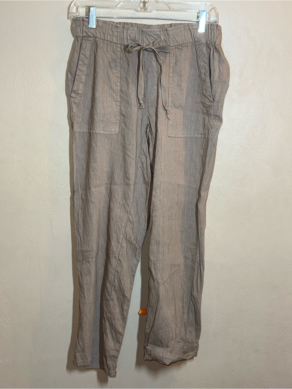 Women’s Kut from the Kloth Casual Drawstring Linen-Blend Pants in Taupe Sz Sm